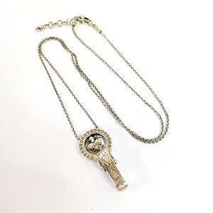 BRIGHTON Reversible Floating Heart ID Lanyard Badge Holder Swarovski Snake Chain